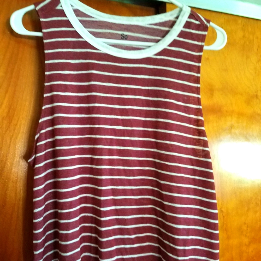 Ladies Red and White Stripped Tank Top size XL